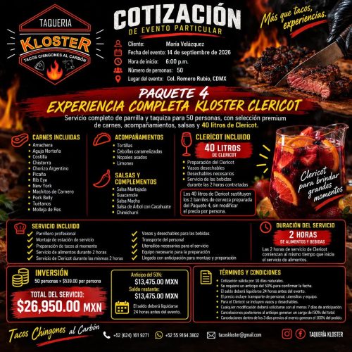 COTIZACIÓN DE EVENTO PARTICULAR 118
